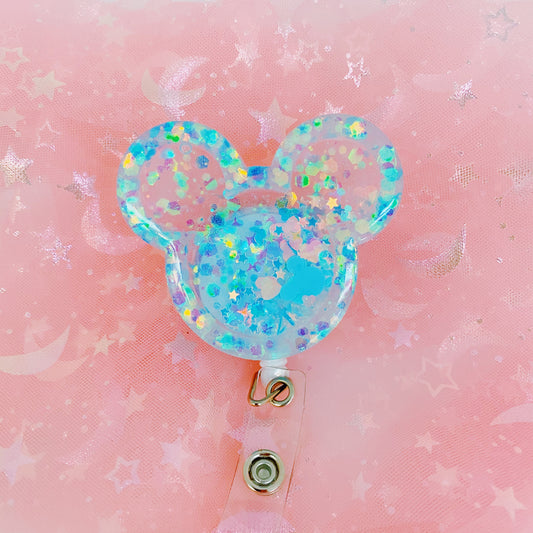 Blue Sparkle Mickey Badge Reel
