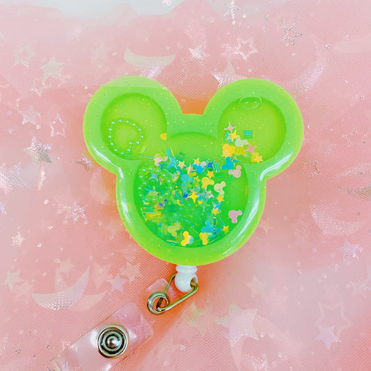 Green Sparkle Mickey Badge Reel