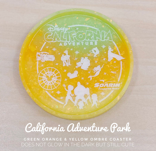 California Adventure Park Green Orange & Yellow Coaster