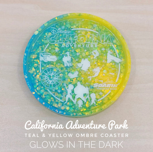 California Adventure Park Teal & Yellow Ombre Coaster
