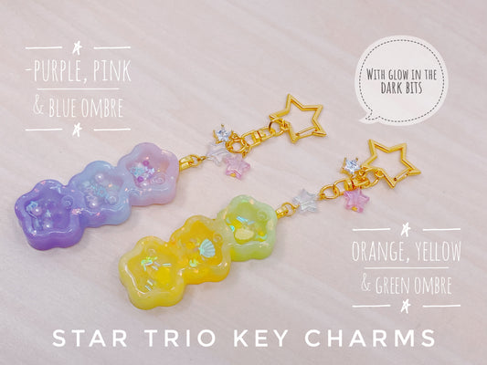 Star Trio Key Charms